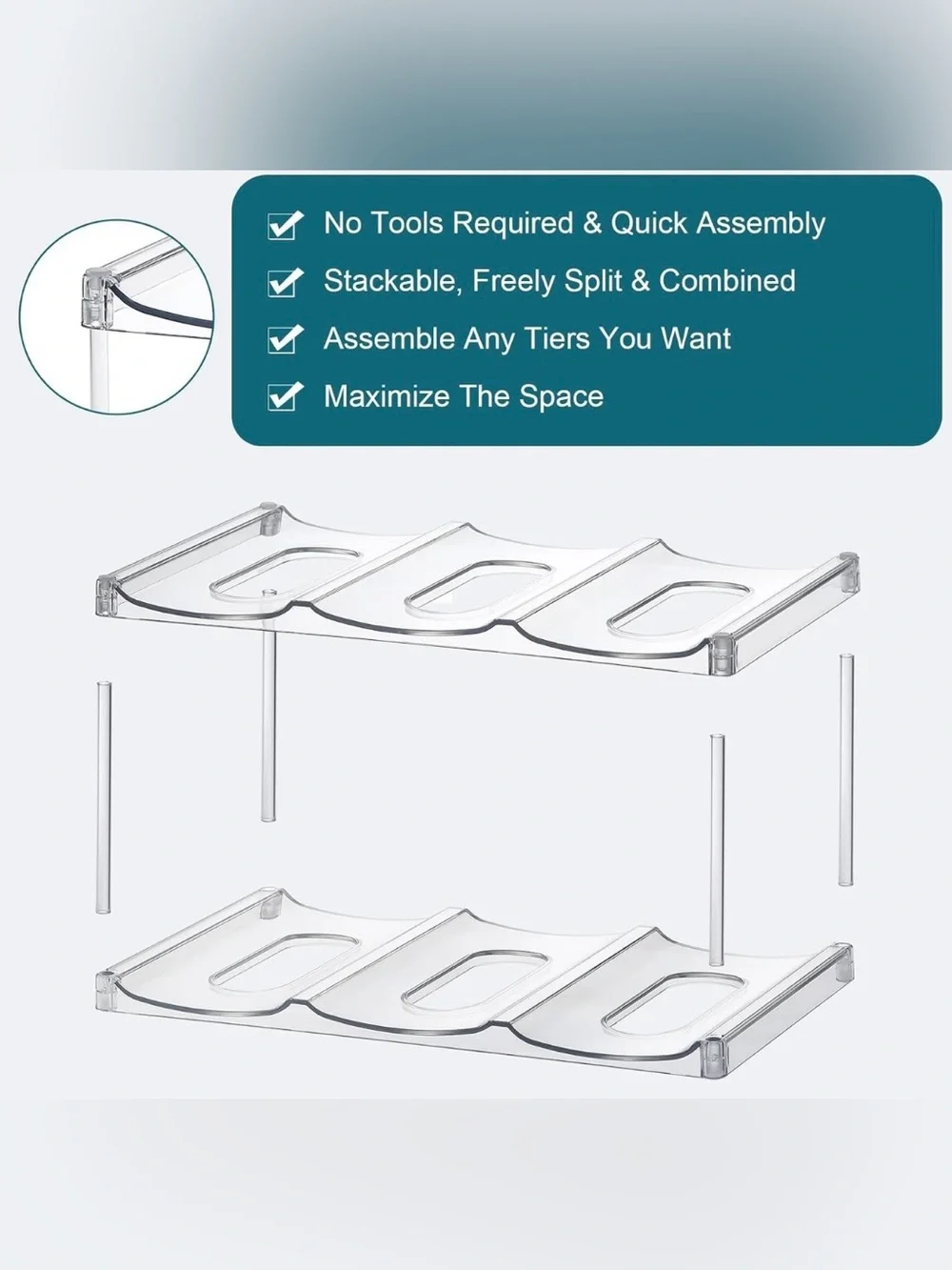 Clear 6-Tier Acrylic Tumbler Organizer - Transparent